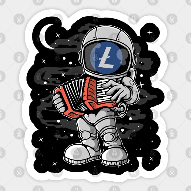 Astronaut Accordion Litecoin LTC Coin To The Moon Crypto Token Cryptocurrency Blockchain Wallet Birthday Gift For Men Women Kids Sticker by Thingking About